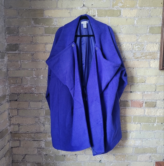 Jessica London Jackets & Blazers - Vintage Jessica London Cobalt Blue Asymmetrical Coat Jacket Size 24